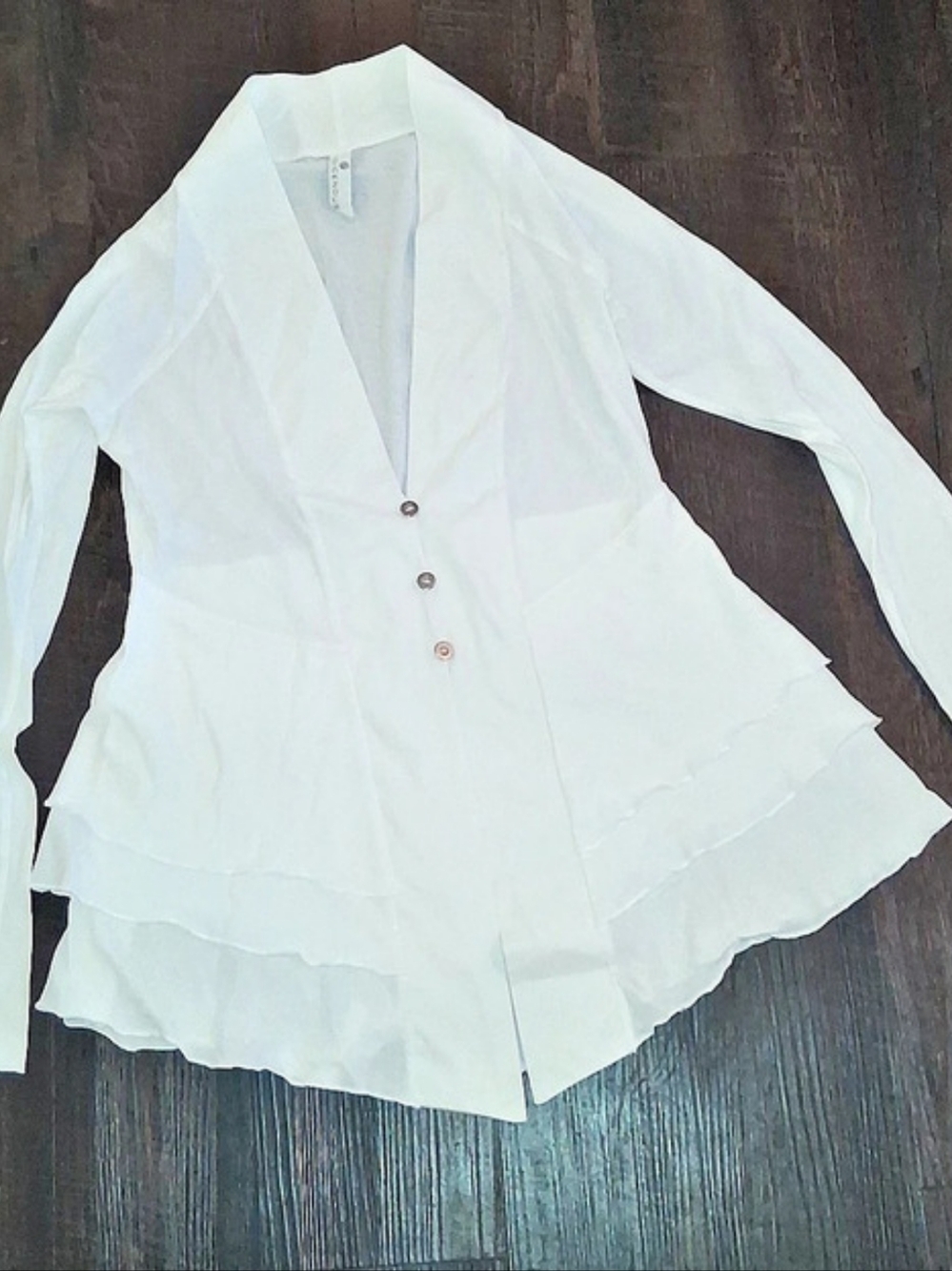 INC International Concepts White Layered Hem Blazer